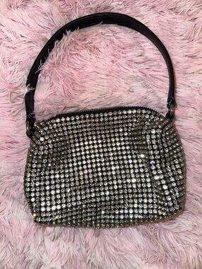 Embellished Black Rhinestone Shoulder Bag